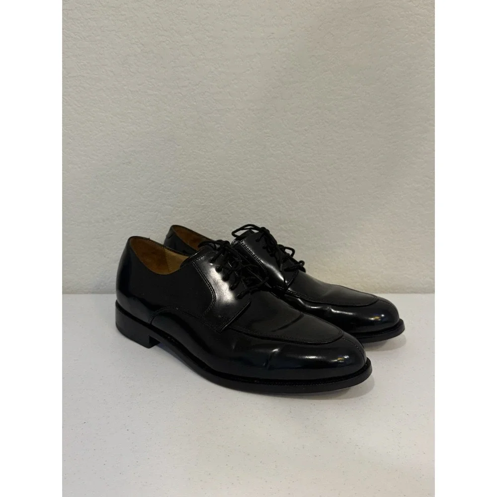 Cole Haan Leather Split Toe Stitched Oxfords  Men's Size 9.5 Black Shiny